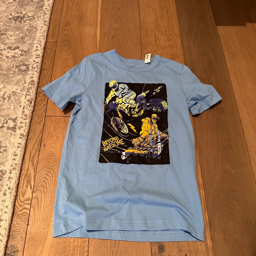 NWT Boys Shirt Size 7-8 Blue Motorcycles